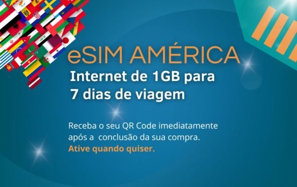 eSIM América Internet de 1GB para 7 dias de viagem