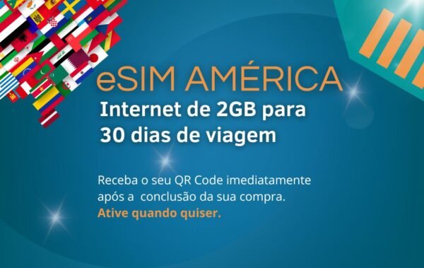 eSIM América Internet de 2GB para 30 dias de viagem