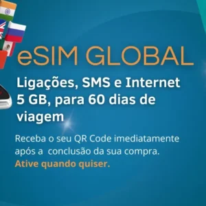 eSIM Global Ligações, SMS e 5 GB de Internet