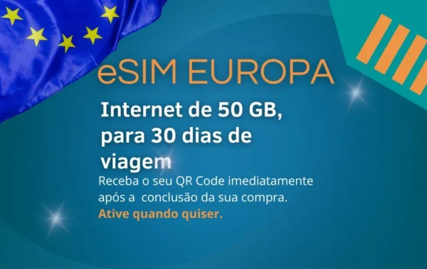 eSIM Europa 50 GB para 90 dias