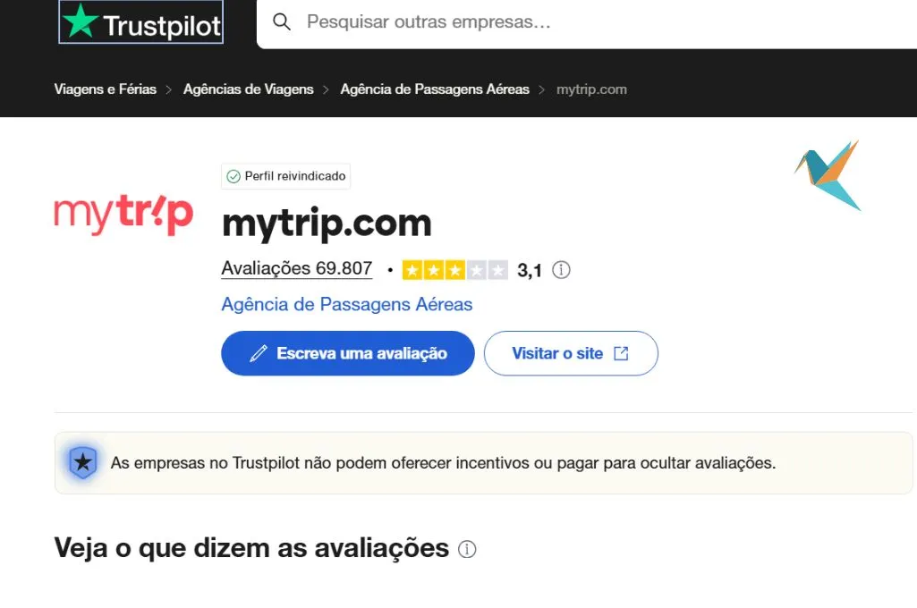 Mytrip Reputação no Trustpilot